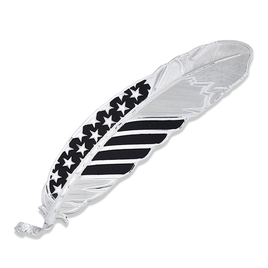 HF4692 | MONTANA SILVERSMITH HAT FEATHER - BLACK TIE FLAG