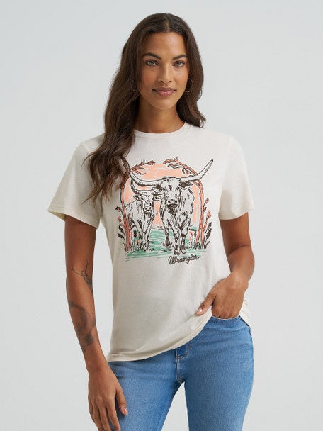 112375871 | WRANGLER WOMEN'S LONGHORN REGULAR FIT S/S T-SHIRT - SILVER BIRCH