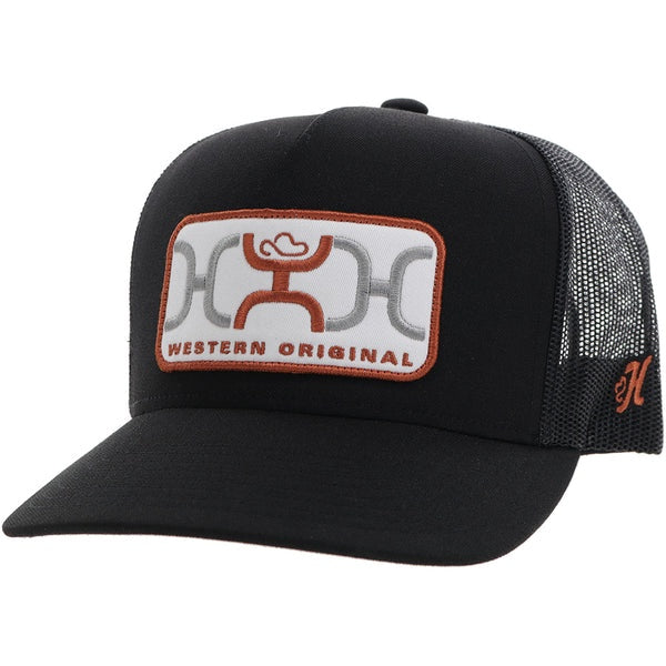 2459T-BK | HOOEY LOOP CAP--BLACK/BLACK/ORANGE PATCHH