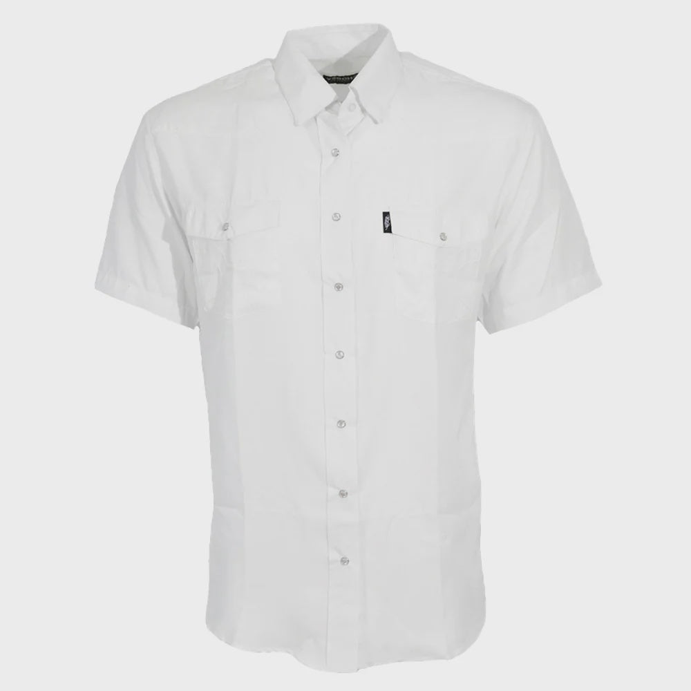 HT2620WH | HOOEY MEN'S SOL S/S PEARL SNAP SHIRT - SOLID WHITE