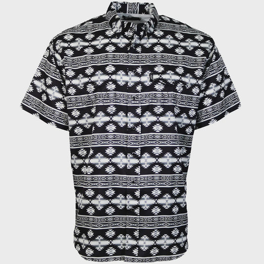HT2621BKAZ | HOOEY MEN'S SOL S/S PEARL SNAP SHIRT - BLACK AZTEC