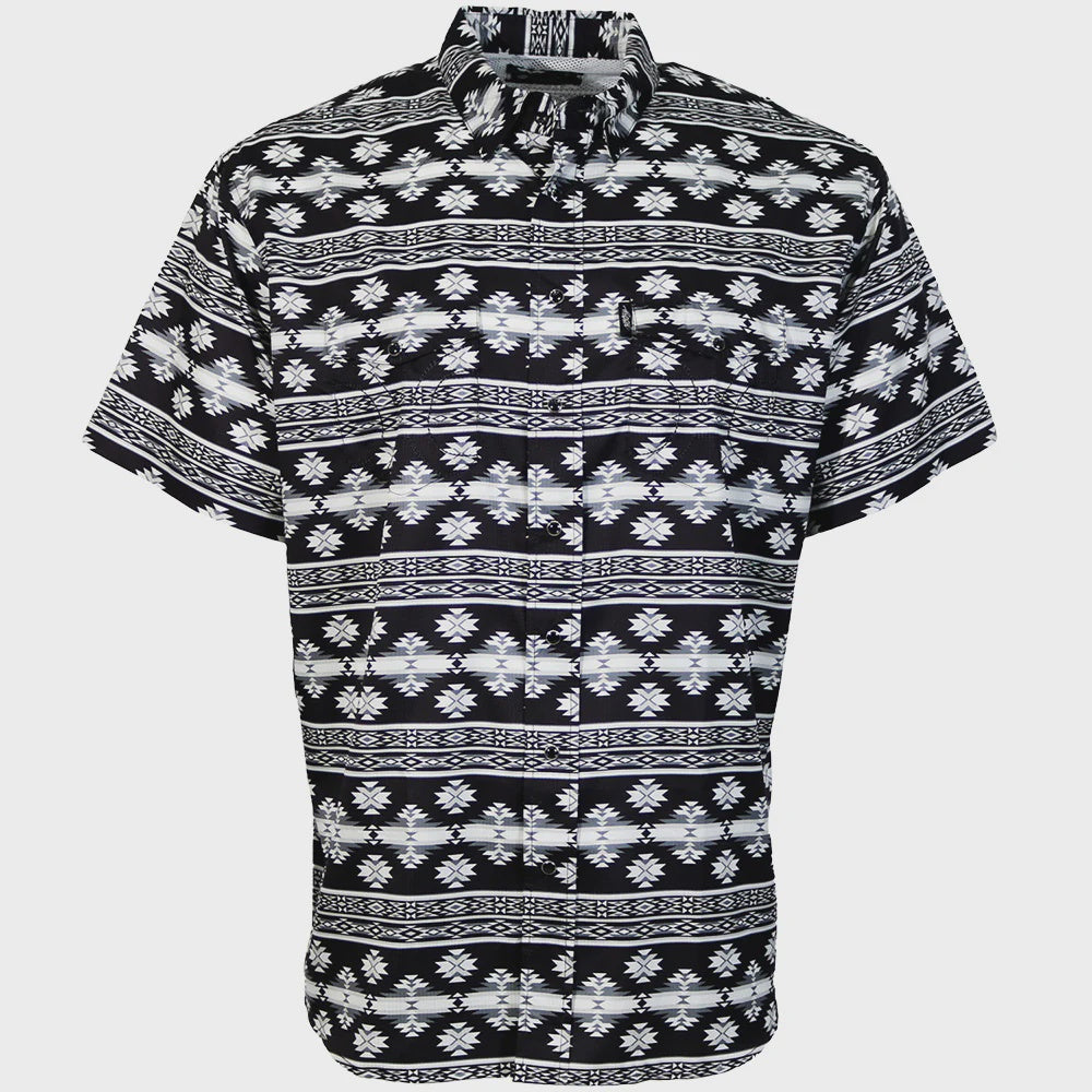 HT2621BKAZ | HOOEY MEN'S SOL S/S PEARL SNAP SHIRT - BLACK AZTEC