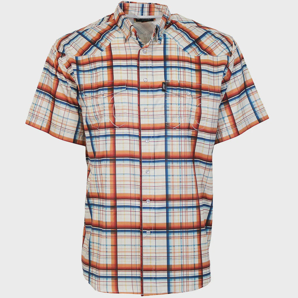 HT2621CRPR | HOOEY MEN'S SOL S/S PEARL SNAP SHIRT - CREAM/RED/BLUE PLAID