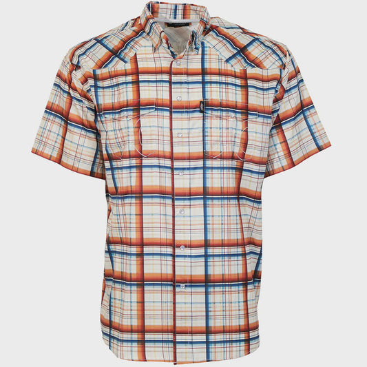 HT2621CRPR | HOOEY MEN'S SOL S/S PEARL SNAP SHIRT - CREAM/RED/BLUE PLAID