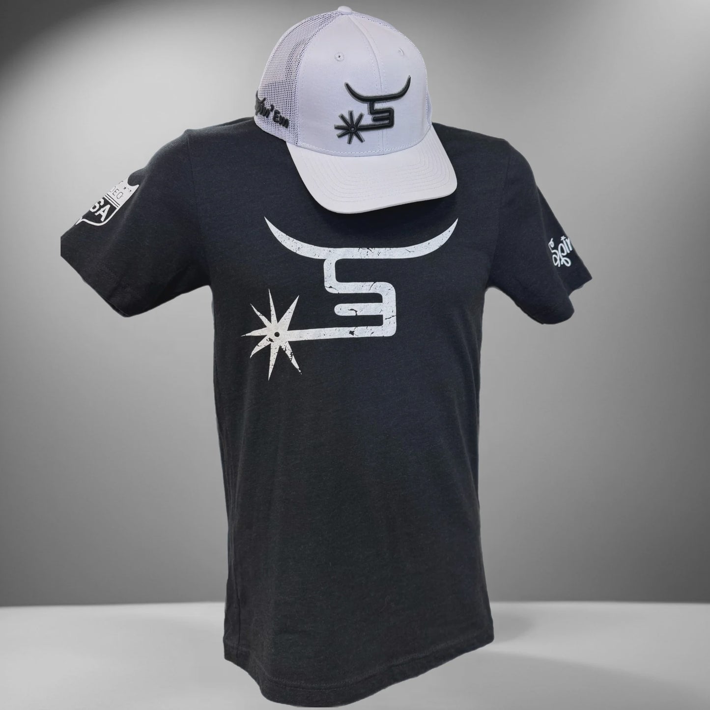 SPIN'EM MEN'S BLACK S/S T-SHIRT - WHITE LOGO