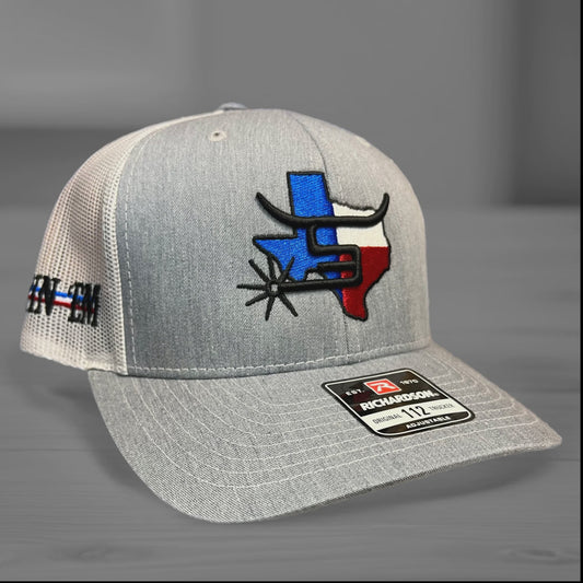 SPIN'EM TEXAN SNAPBACK CAP - GREY/WHITE MESH/ TEXAS FLAG