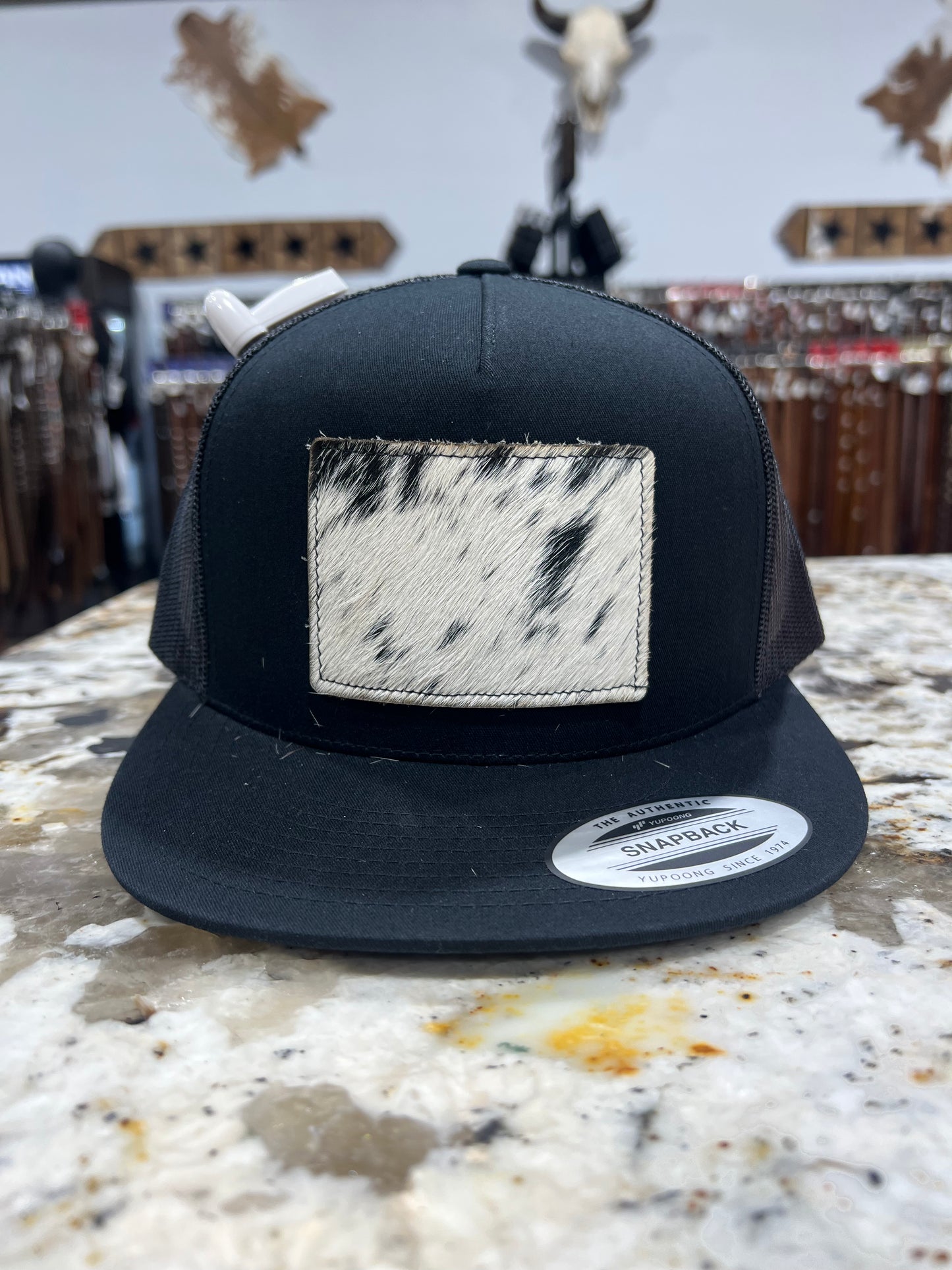 *NEW Cowhide Patch Caps