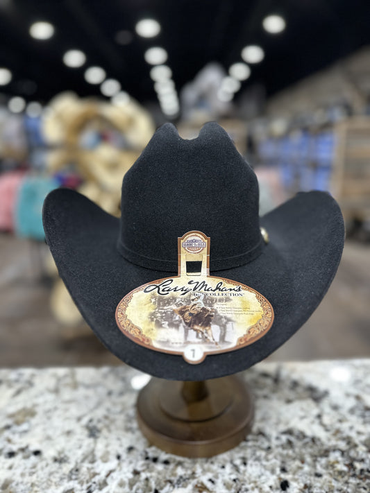 LARRY MAHAN FELT 6X BLACK - REAL - Brim 4 PRE SHAPE