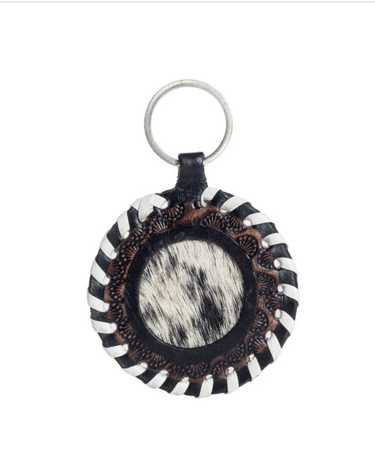 PROTECTOR CHARM LEATHER KEY FOB- COAL / S-10781