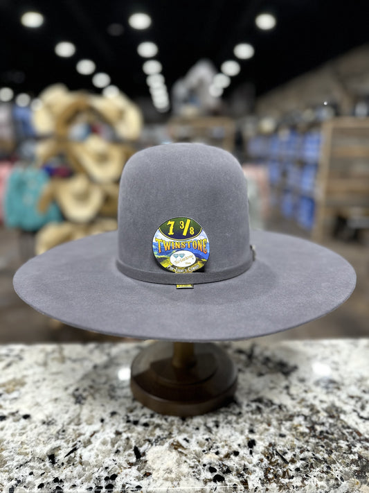 TWINSTONE FELT 6X GREY OPEN CROWN 4 1/2 INCH BRIM
