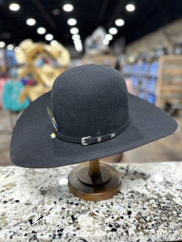 TWINSTONE FELT 6X BLACK OPEN CROWN - Brim 4-1/2