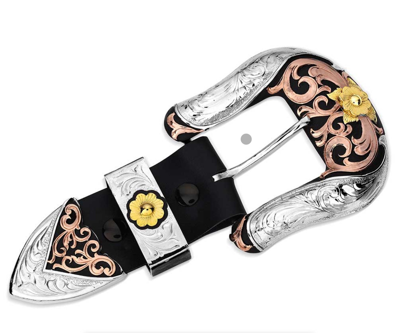 53310 | COWBOY TRI-COLOR 3-PIECE BELT BUCKLE SET