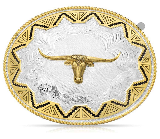 2190-767M/ LARGE SOUTHWEST SUN LONGHORN BUCKLE