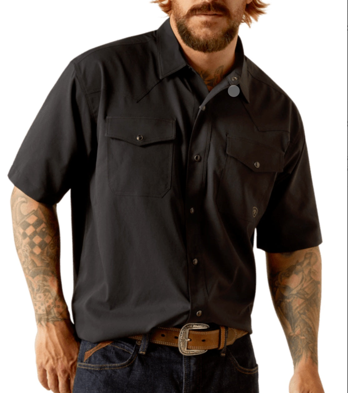 10054481 | ARIAT MEN’S VENTTEK WESTERN S/S SNAP SHIRT- BLACK