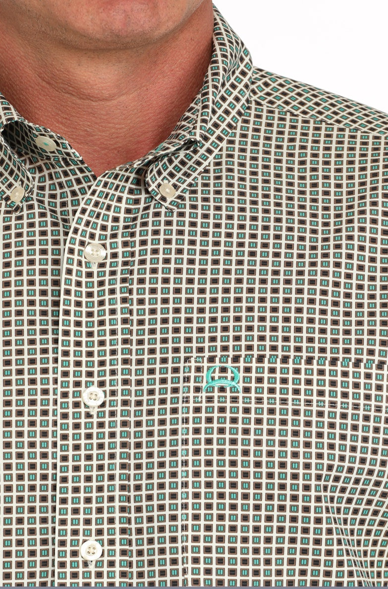 MTW1704148 / MEN’S CREAM GEO S/S ARENAFLEX BU SHIRT