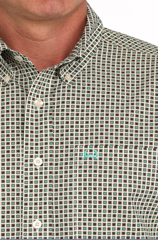 MTW1704148 / MEN’S CREAM GEO S/S ARENAFLEX BU SHIRT