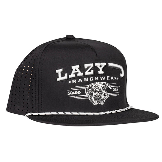 LAZY J BLACK HEREFORD BULL ROPE PERFORMANCE ROPE TRUCKER CAP