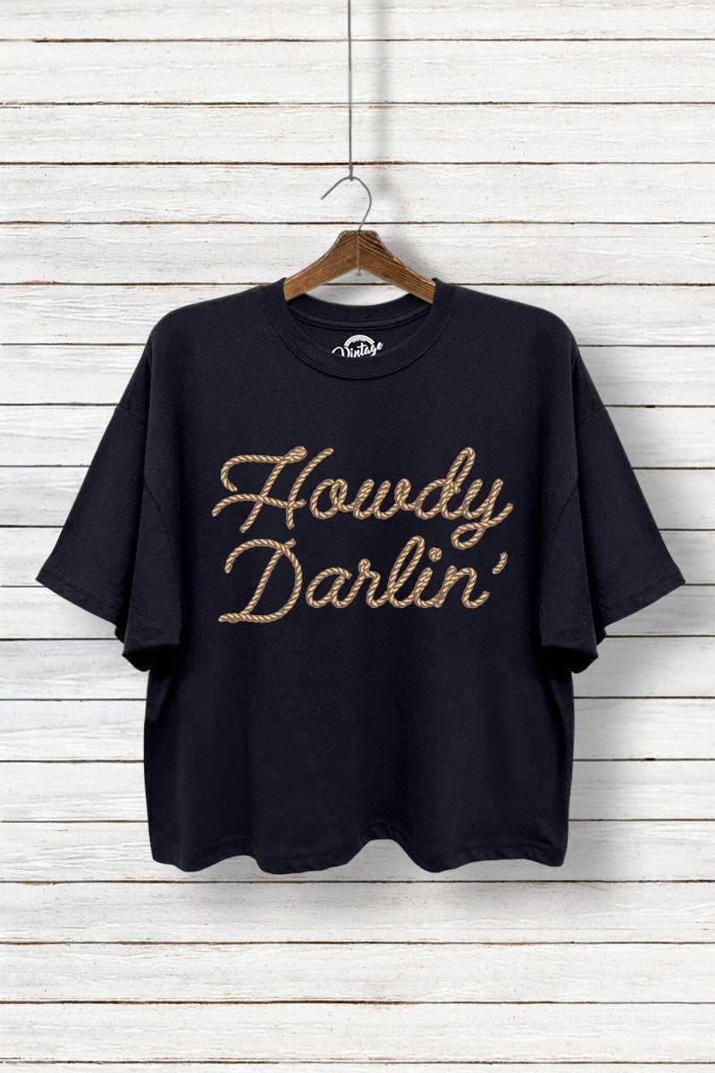 TC550-P6848 | WOMENS ROPE HOWDY DARLIN CROPPED TEE