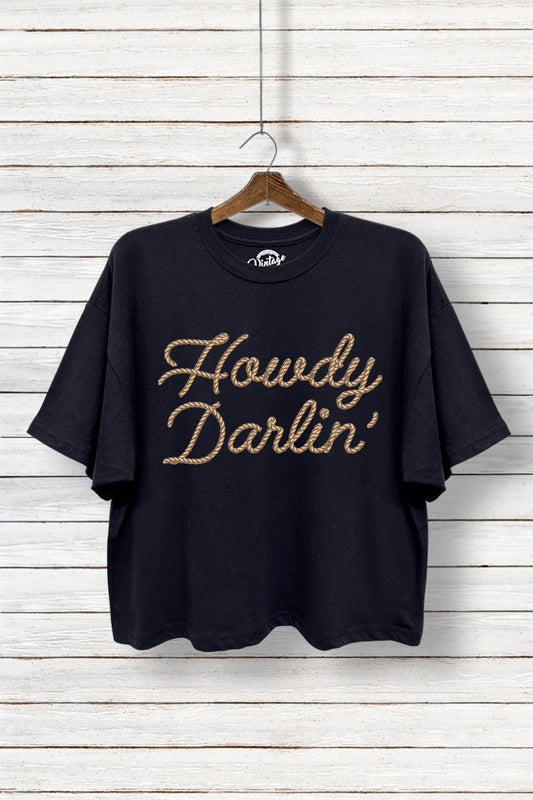 TC550-P6848 | WOMENS ROPE HOWDY DARLIN CROPPED TEE