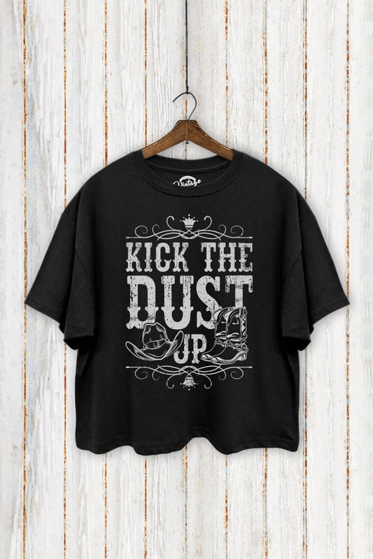 TC550-Y4557 | WOMENS BLACK KICK THE DUST UP CROP TEE