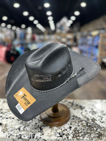 T7169001 | TWISTER STRAW BLACK BANGORA PRE SHAPE 4 1/2 BRIM