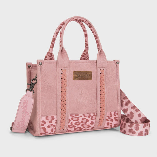 WG102-8120SHPK | WRANGLER LEOPARD PRINT PINK TOTE PURSE