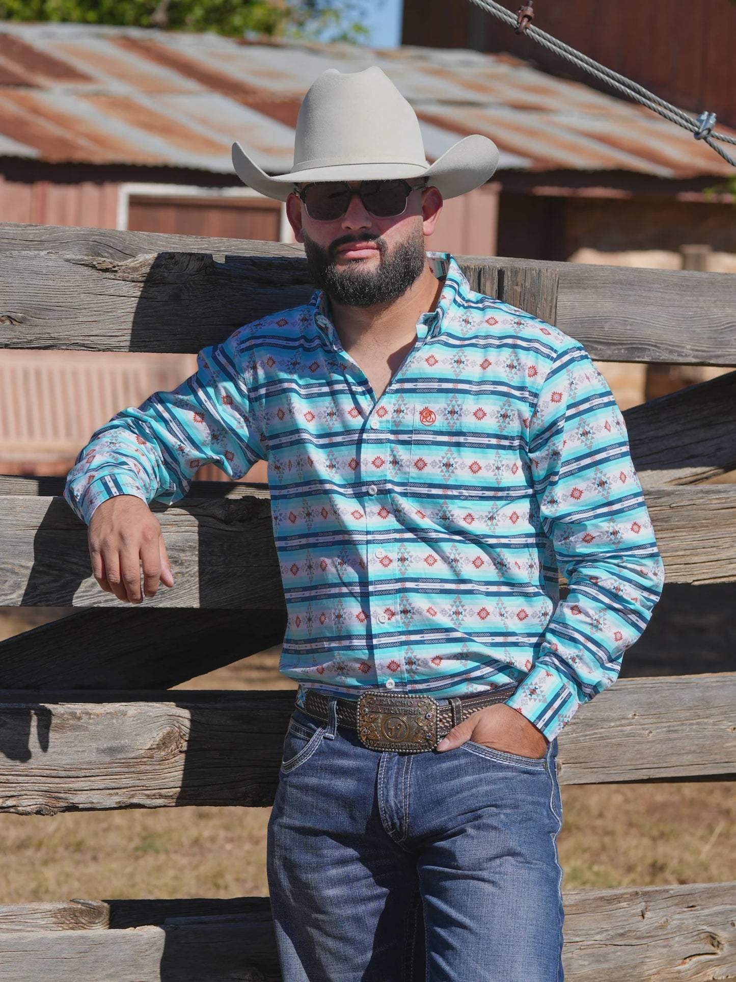 SKCL2023102 | CUEROLINE MEN'S ARROW AZTEC L/S BUTTON UP