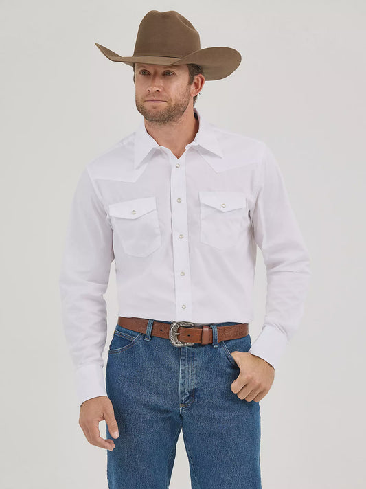 71105WH | WRANGLER MEN’S WHITE L/S WESTERN SNAP SHIRT