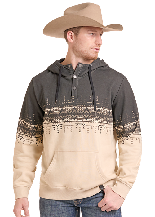 BM94T09627 | ROCK & ROLL MENS NATURAL BORDER HOODIE