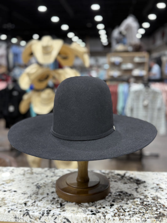 RESISTOL FELT 10X BLACK OPEN CROWN CHUTE BOSS 4 1/2 BRIM