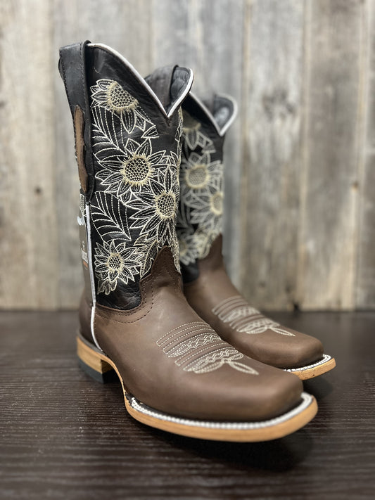 RANCHERS WMNS CRAZY TAN SUN FLOWER TUBE RODEO D TOE