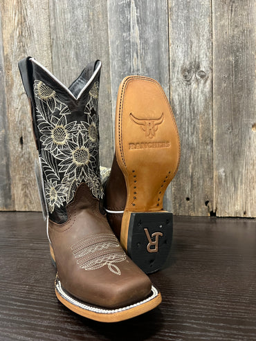 RANCHERS WMNS CRAZY TAN SUN FLOWER TUBE RODEO D TOE