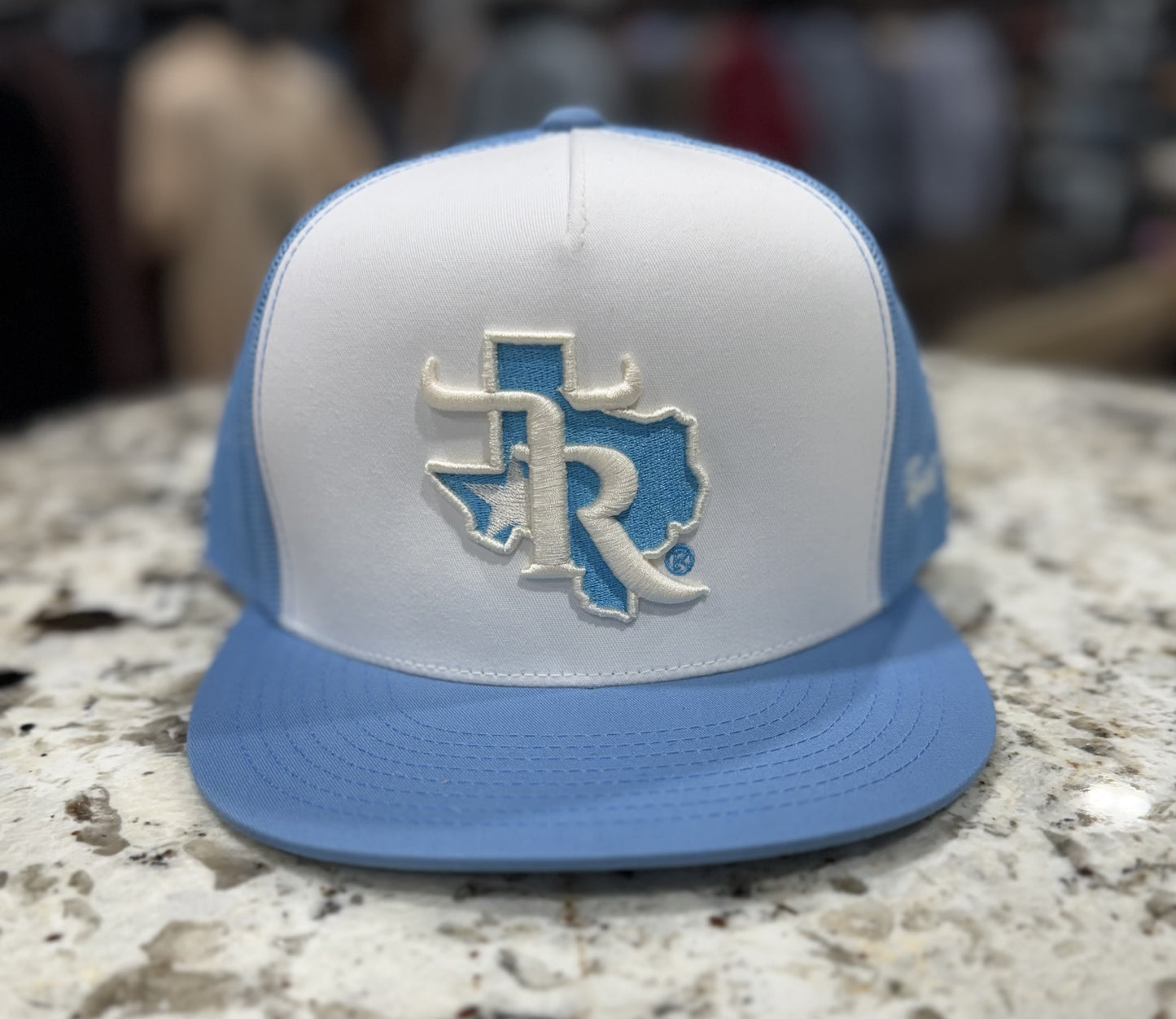 TEXAS RANCH BLUE SKY CAP- BABY BLUE/WHITE