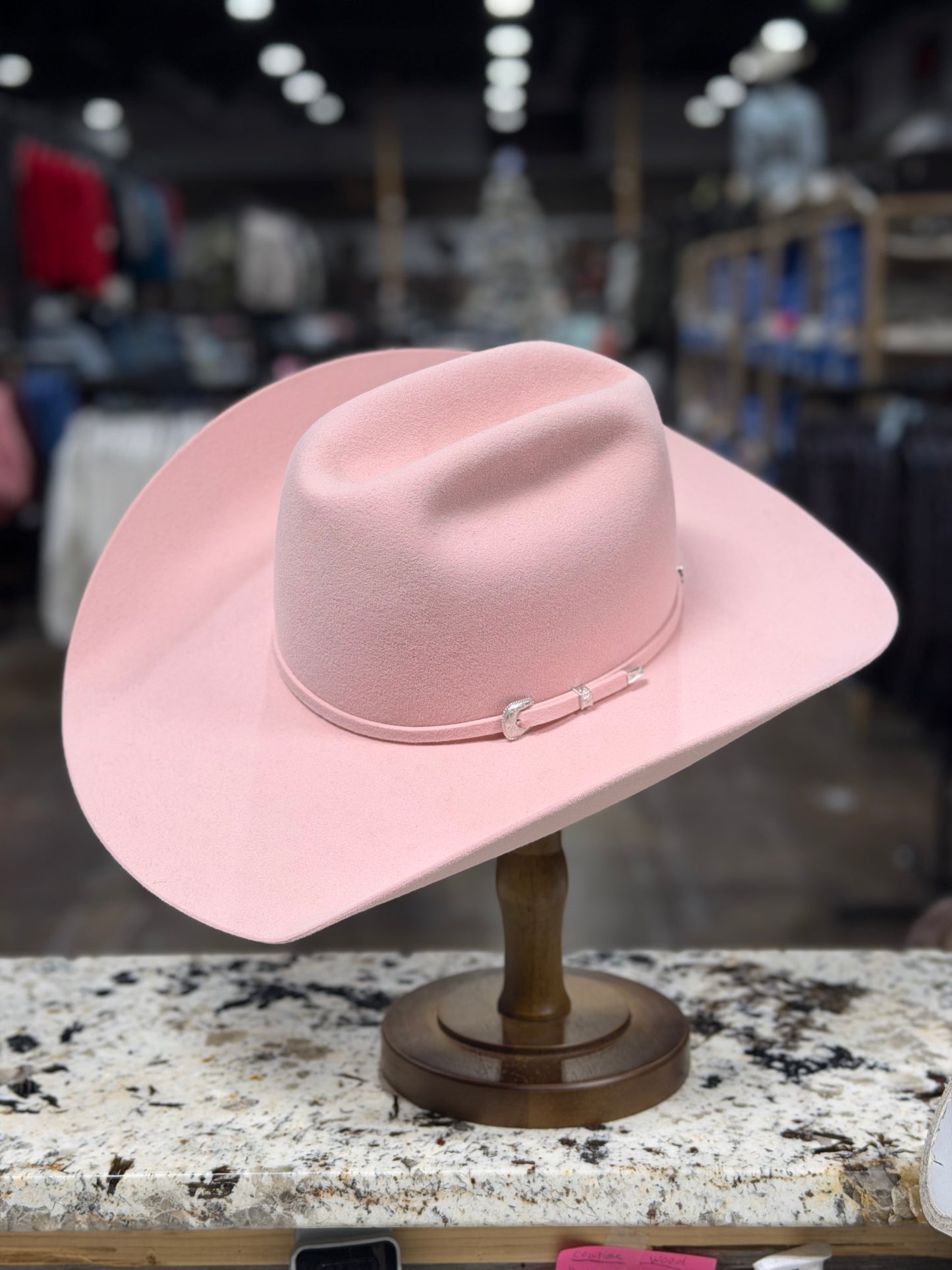 TACCHINOS FELT 6X PINK OPEN CROWN 4 1/2 INCH BRIM