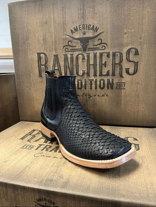 RANCHERS PYTHON BLACK ANKLE BOOT