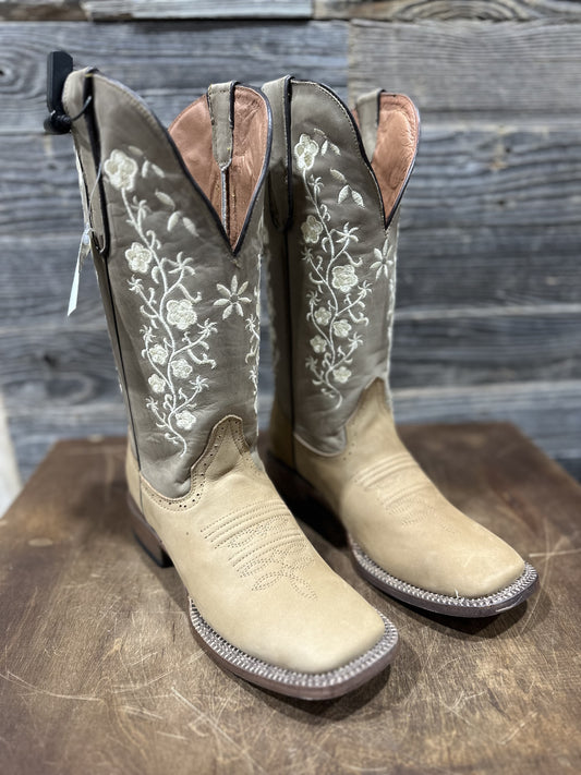 TML201058 | WOMENS TANNER MARK CRAZY TAN VINTAGE TAN TOP FLORAL EMB BOOT