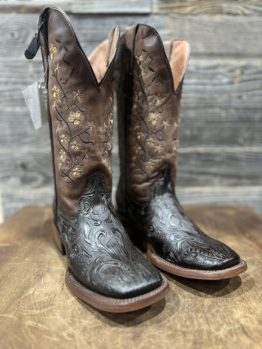 TML205141 | TANNER MARK WOMEN’S BARBARA FLORAL BURNISHED BROWN BOOT