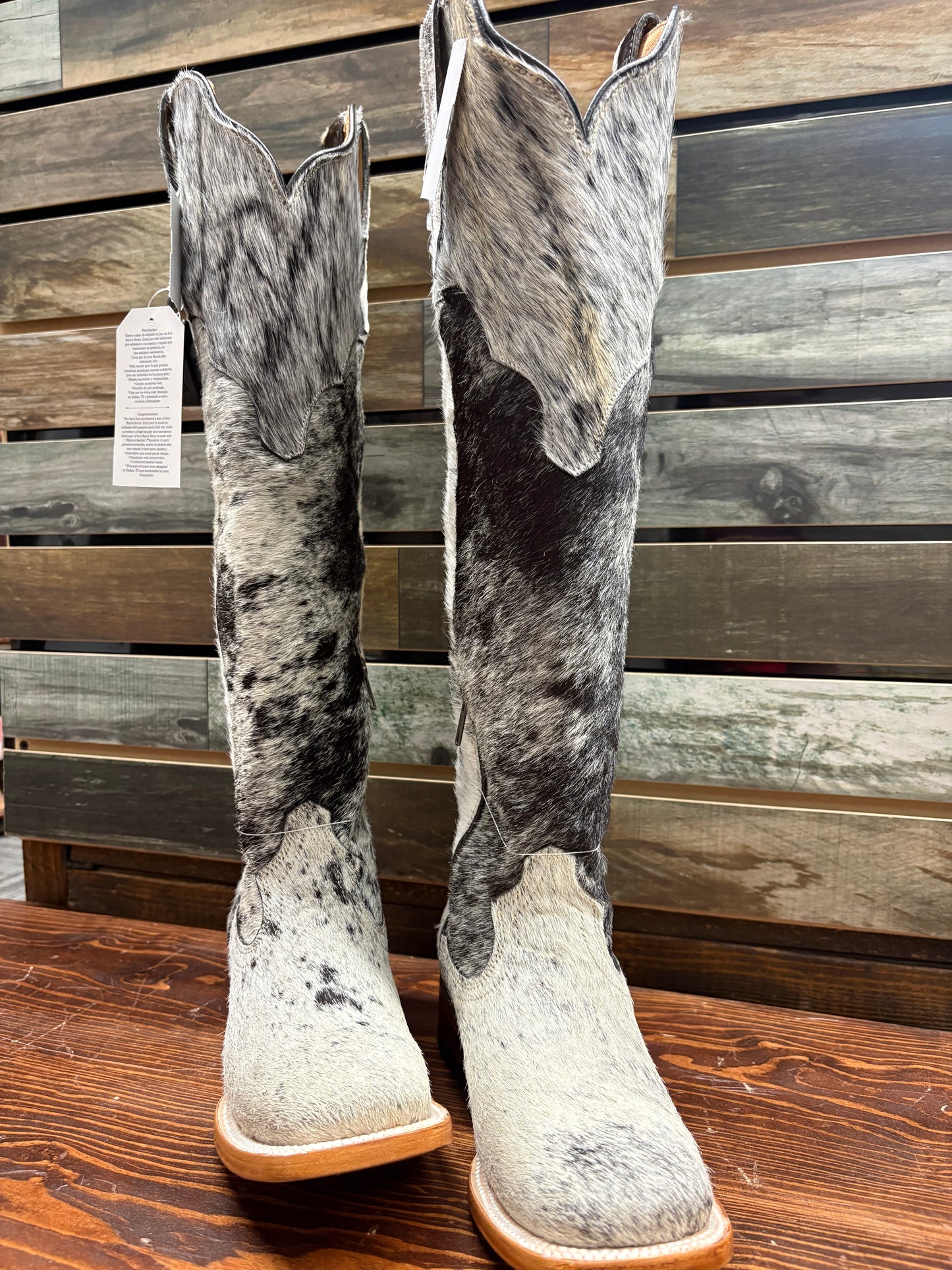 072-19 IRON RANCH WOMEN'S COWHIDE HIGH KNEE BOOTS