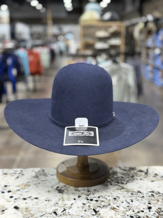 RODEO KING FELT 7X NAVY OPEN CROWN 4 7/8 INCH BRIM