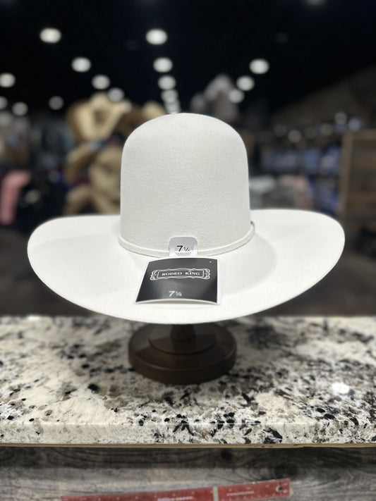 RODEO KING FELT 7X WHITE OPEN CROWN BRIM 4 1/4