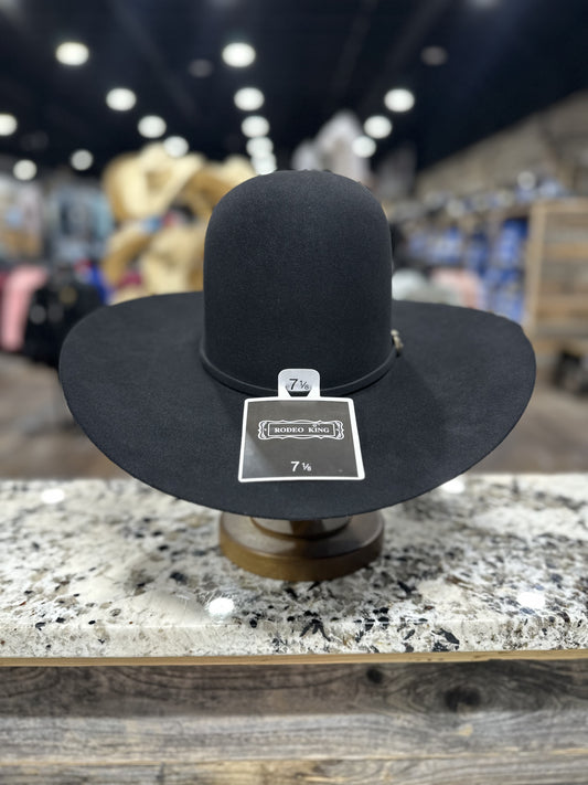 RODEO KING FELT 100X BLACK OPEN CROWN
