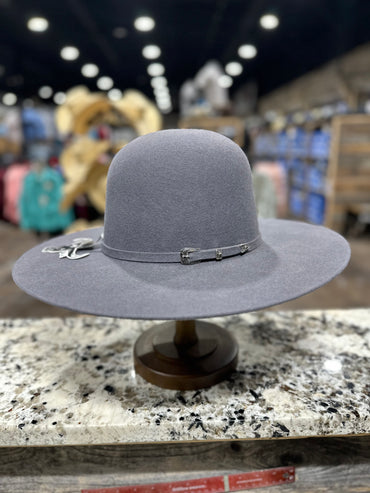 CUERNOS CHUECOS FELT 6X GREY OPEN CROWN