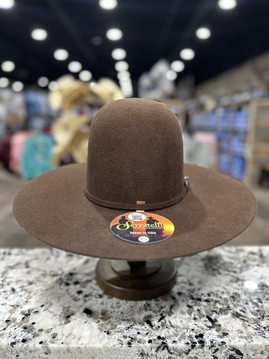 SERRATELLI PURE WOOL CHOCOLATE OPEN CROWN