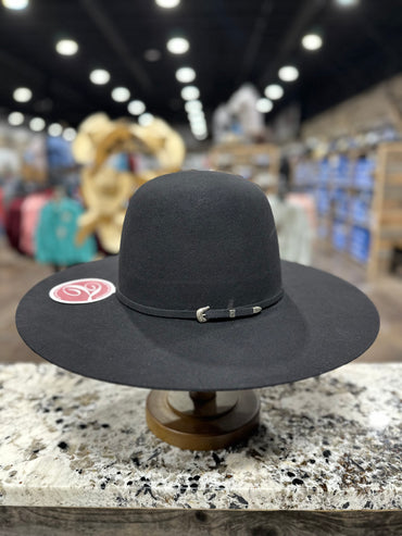 TACCHINOS FELT 100X BLACK OPEN CROWN 4 1/2 BRIM