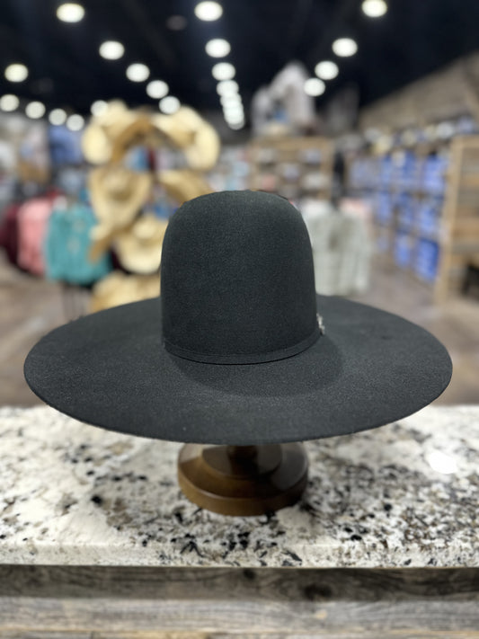 RESISTOL FELT 30X BLACK ROUGH N READY OPEN CROWN 4 1/4 INCH BRIM