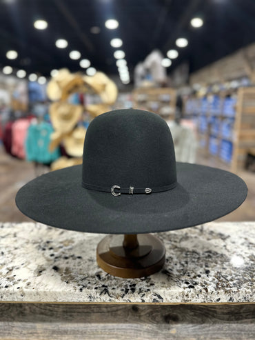 RESISTOL FELT 30X BLACK ROUGH N READY OPEN CROWN 4 1/4 INCH BRIM