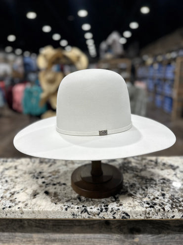 RESISTOL FELT 100X WHITE OPEN CROWN 4 1/4 INCH BRIM