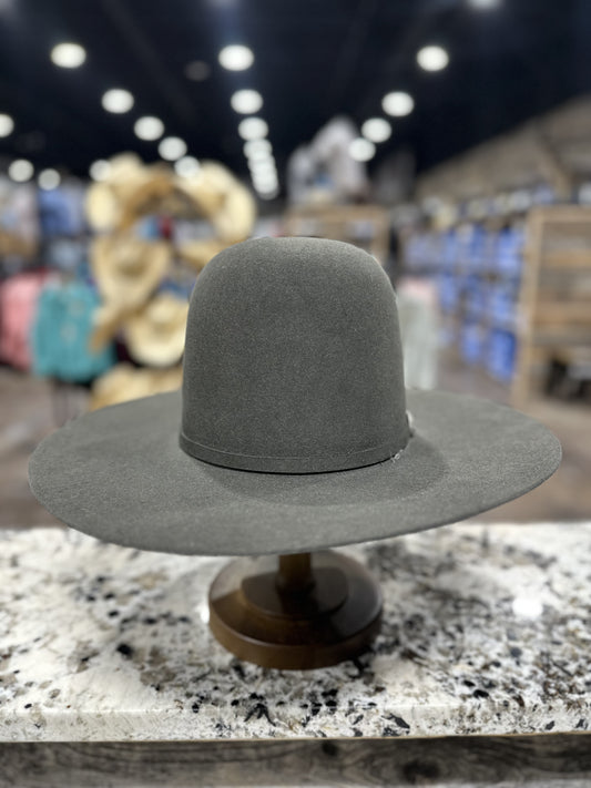 RESISTOL FELT HAT 30X BLACK HILLS GUNMETAL OPEN CROWN BRIM 4-1/4