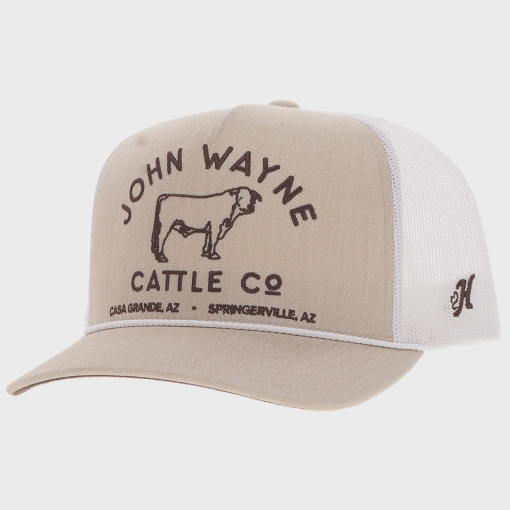 2566T-TNWH | HOOEY "JOHN WAYNE" TRUCKER CAP - TAN/WHITE