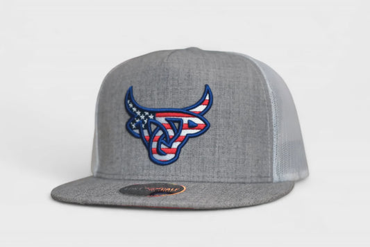 LOST CALF AMERICAN FLAT CAP GREY/WHITE